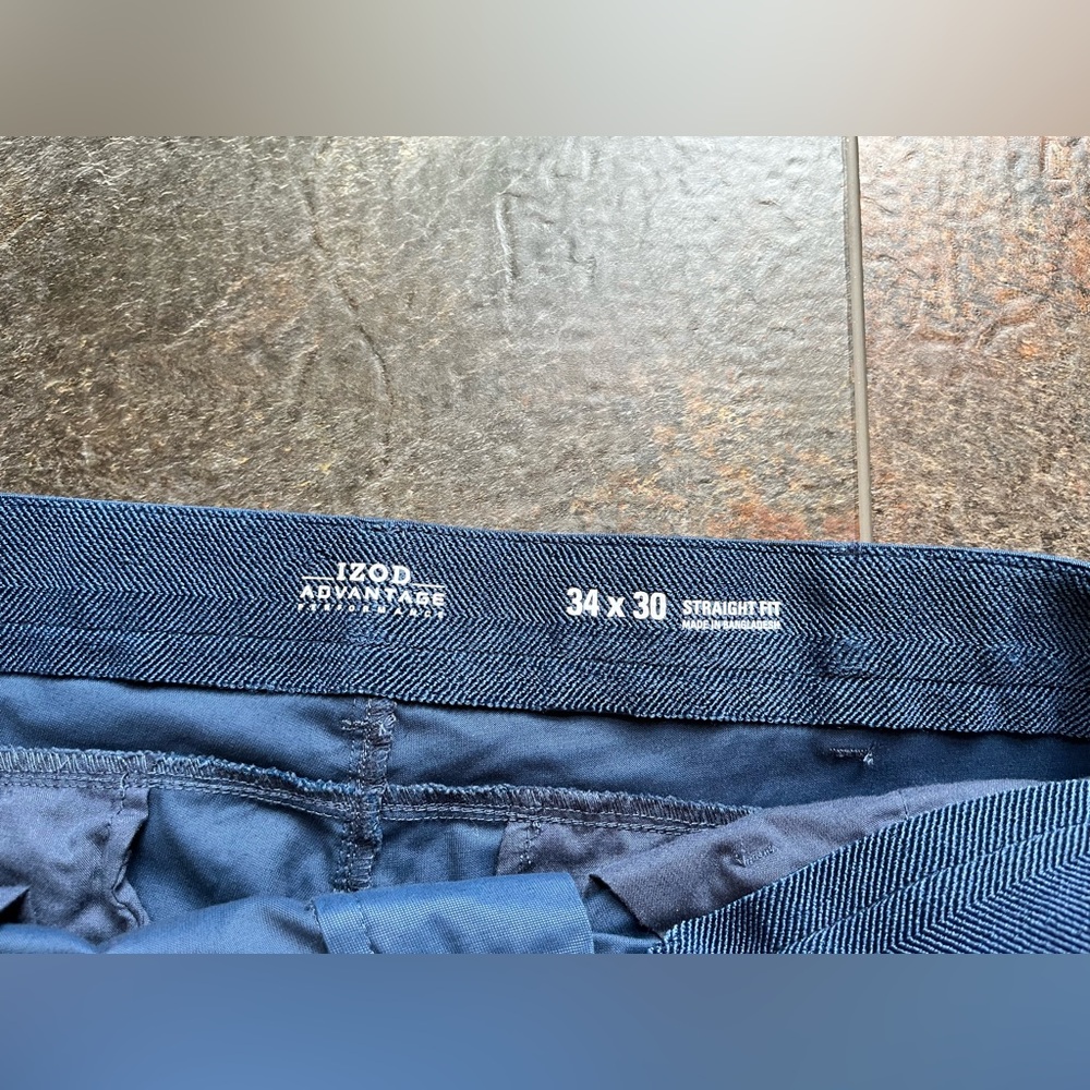 Men’s Izod Advantage performance blue pants with comfort waistband. Size 34x30 - Picture 5 of 13